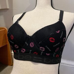 vintage bebe y2k ladder push-up bra lips and logo detail 32B